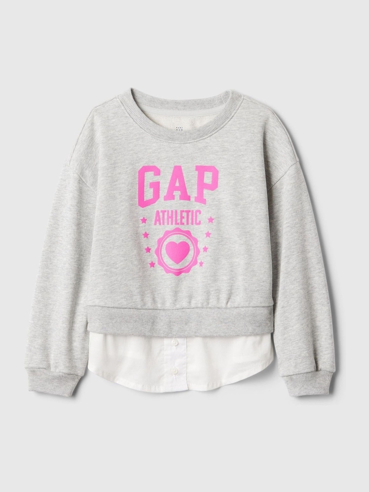 Gap Grey Vintage Soft Layered Logo Crew Neck Jumper (6mths-5yrs) - Image 1 of 2