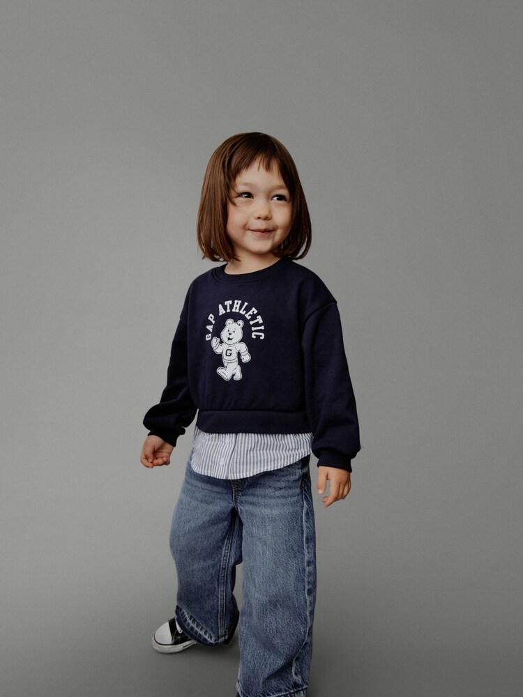 Gap Blue Vintage Soft Layered Logo Crew Neck Jumper (6mths-5yrs) - Image 1 of 4