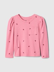 Gap Pink Pocket Puff Sleeve Crew Neck T-Shirt (6mths-5yrs) - Image 1 of 2