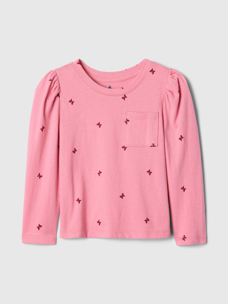 Gap Pink Pocket Puff Sleeve Crew Neck T-Shirt (6mths-5yrs) - Image 1 of 2