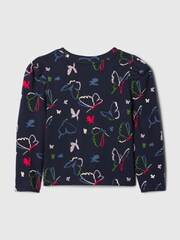 Gap Navy Blue Butterfly Print Cotton Pocket Long Sleeve T-Shirt (6mths-5yrs) - Image 2 of 2