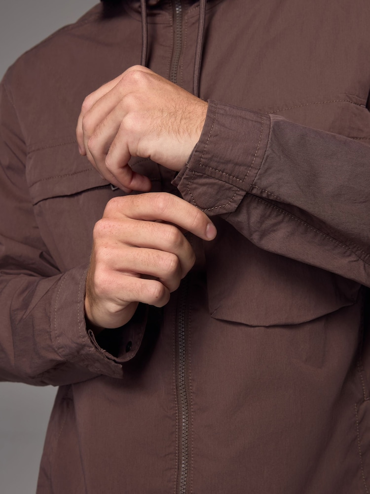 Brown Bluff Pocket Shacket with Hood - Image 7 of 10
