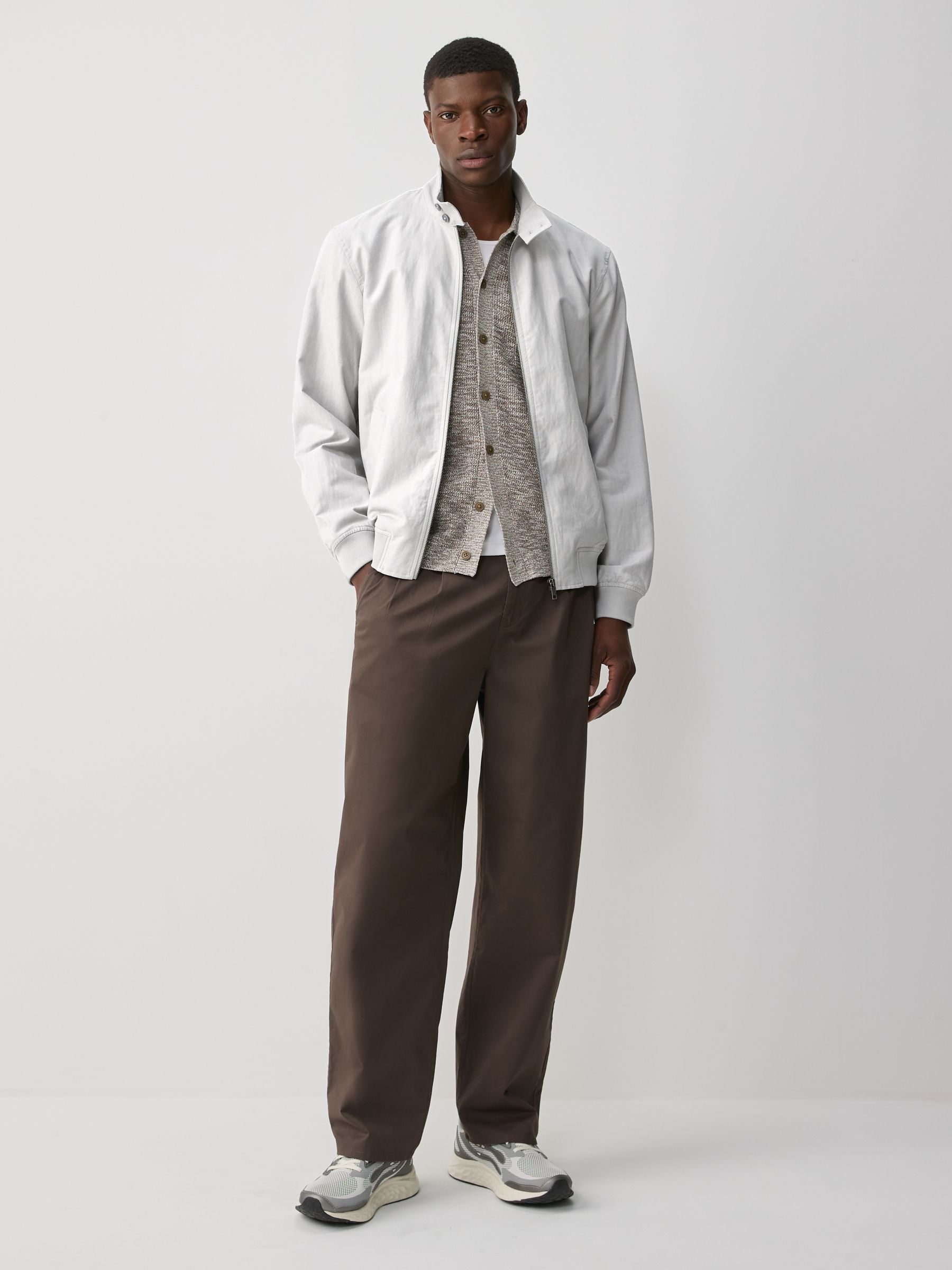 Buy Grey Linen Blend Lightweight Harrington Jacket from Next USA