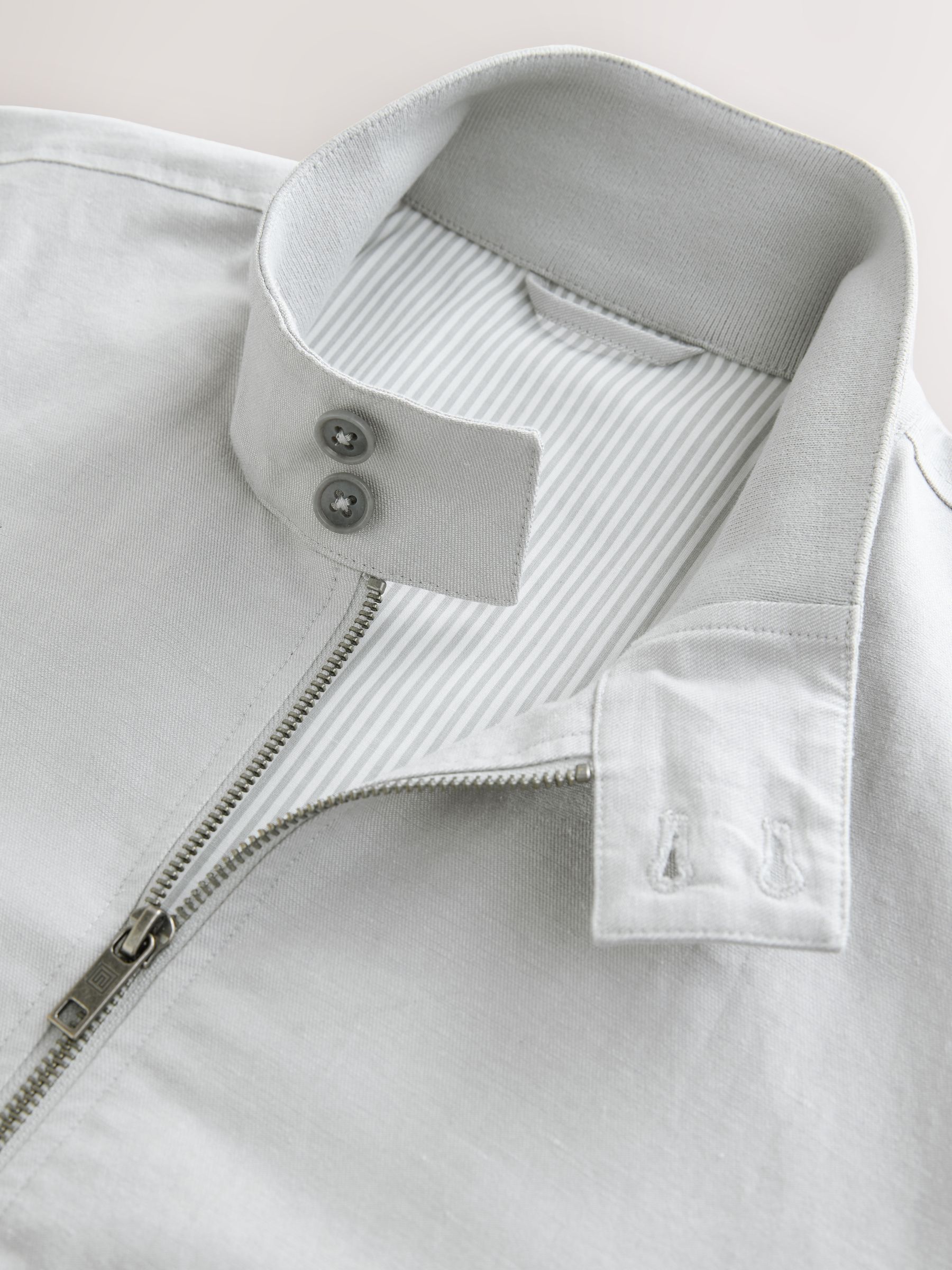 Buy Grey Linen Blend Lightweight Harrington Jacket from Next USA