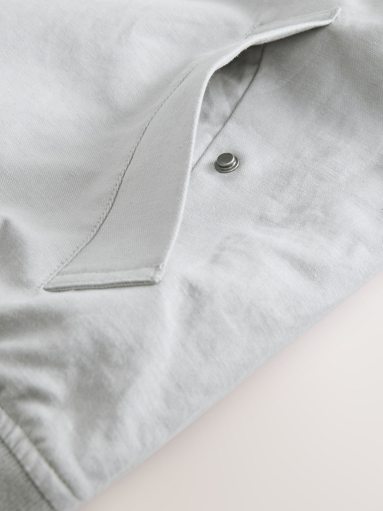 Grey Linen Blend Lightweight Harrington Jacket - Image 9 of 9