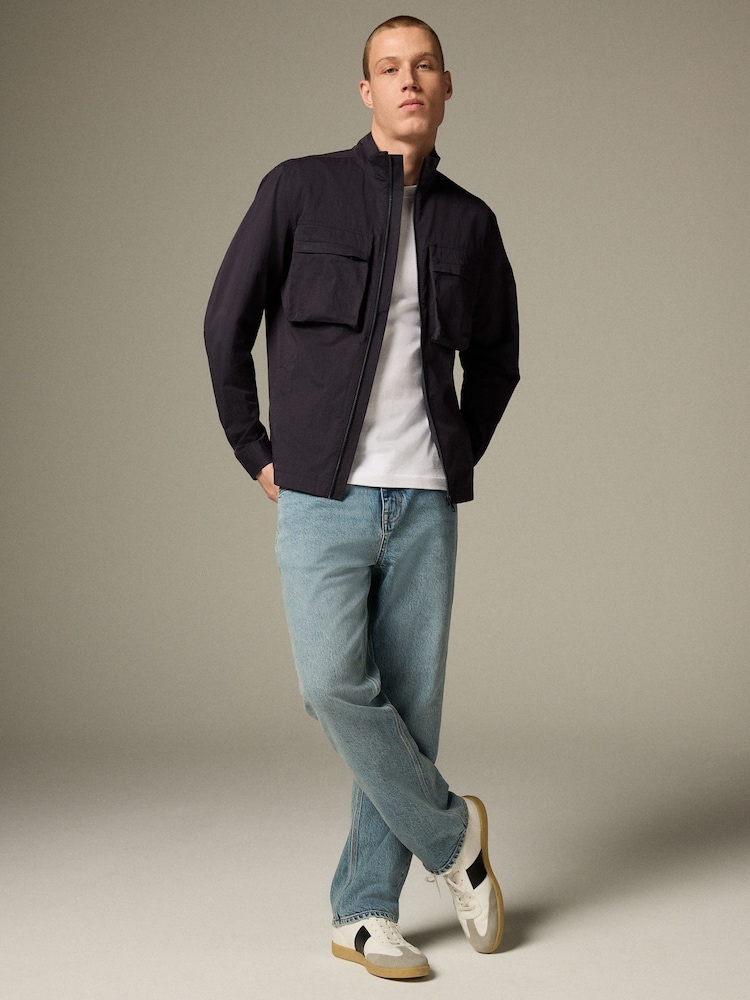 Navy Bluff Pocket Funnel Neck Shacket - Image 2 of 11