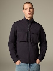 Navy Bluff Pocket Funnel Neck Shacket - Image 4 of 11