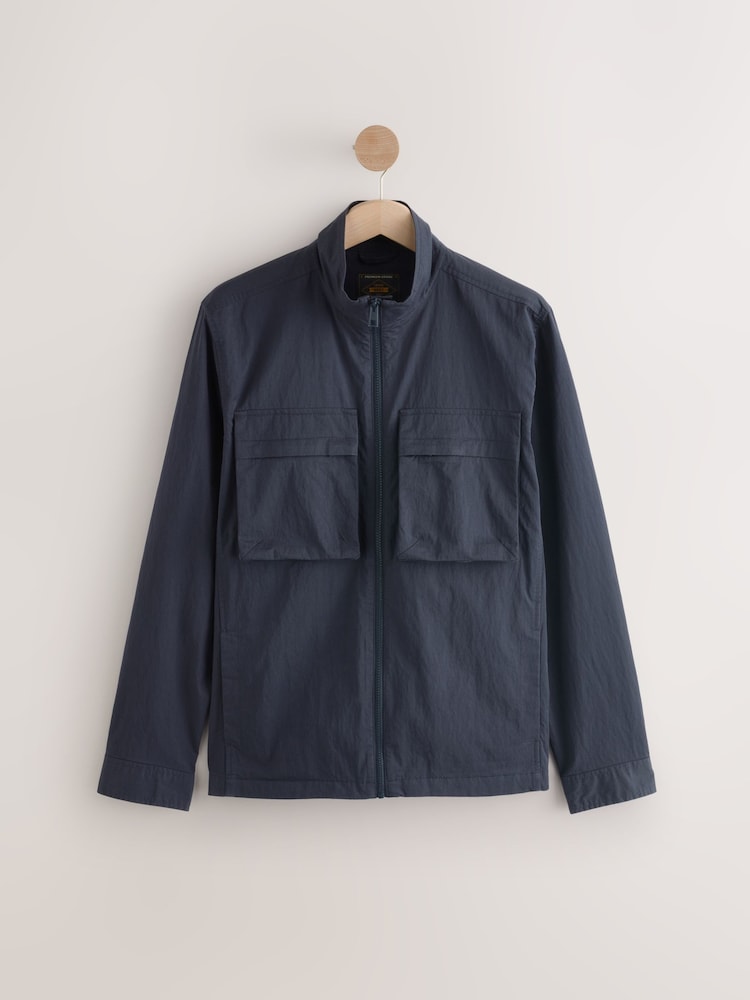 Navy Bluff Pocket Funnel Neck Shacket - Image 7 of 11
