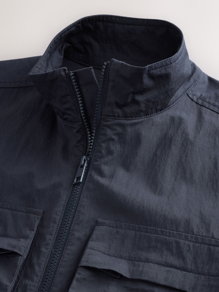 Navy Bluff Pocket Funnel Neck Shacket - Image 9 of 11