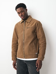 Tan Canvas Worker Jacket with Corduroy Collar - Image 1 of 10