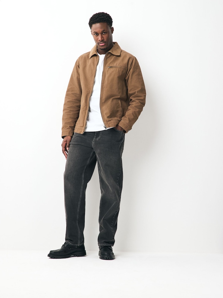 Tan Canvas Worker Jacket with Corduroy Collar - Image 2 of 10