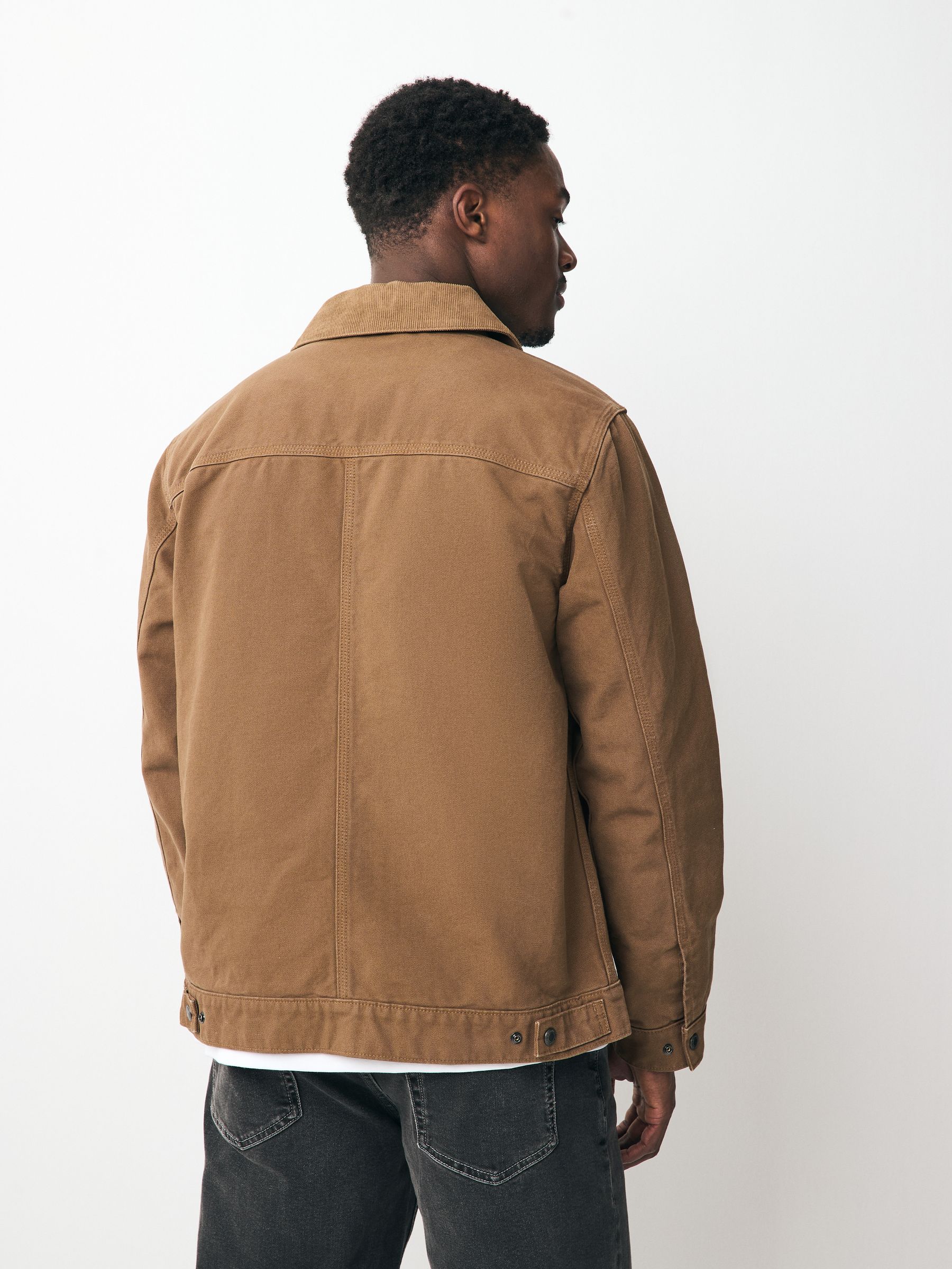 Buy Tan Canvas Worker Jacket with Corduroy Collar from Next Romania