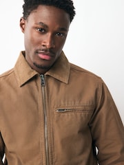 Tan Canvas Worker Jacket with Corduroy Collar - Image 4 of 10