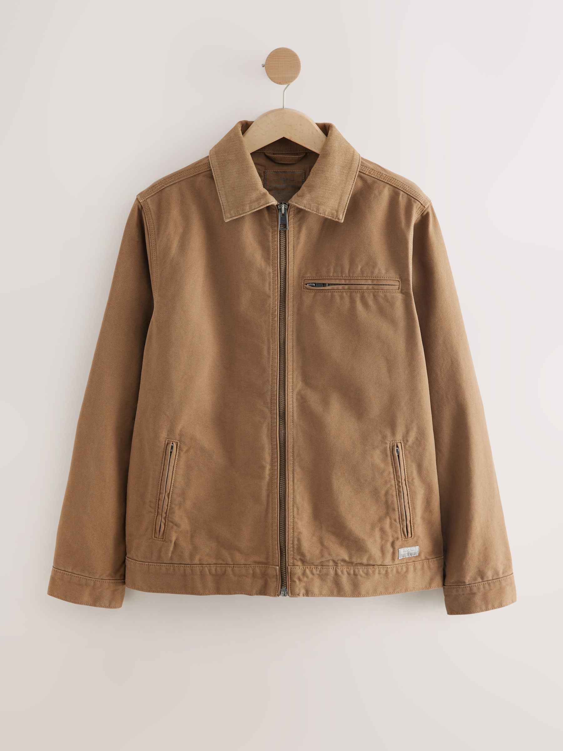 Buy Tan Canvas Worker Jacket with Corduroy Collar from Next USA