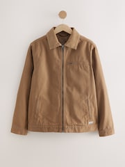Tan Canvas Worker Jacket with Corduroy Collar - Image 6 of 10