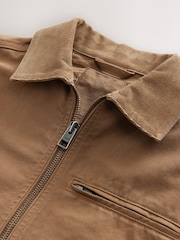 Tan Canvas Worker Jacket with Corduroy Collar - Image 8 of 10