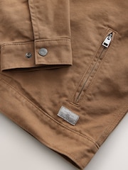 Tan Canvas Worker Jacket with Corduroy Collar - Image 9 of 10