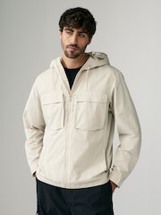 Ecru Bluff Pocket Shacket with Hood - Image 1 of 9