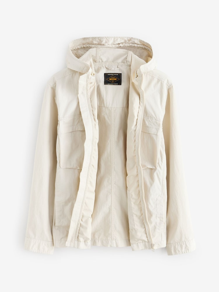 Ecru Bluff Pocket Shacket with Hood - Image 6 of 9
