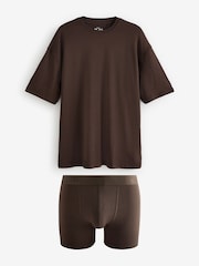 Chocolate Brown EDIT Layering T-Shirt and Trunks Set - Image 6 of 12