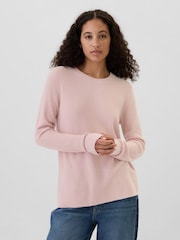 Gap Pink Textured Crew Neck Bella Jumper - Image 1 of 5