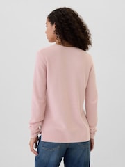 Gap Pink Textured Crew Neck Bella Jumper - Image 2 of 5