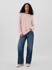 Gap Pink Textured Crew Neck Bella Jumper - Image 3 of 5