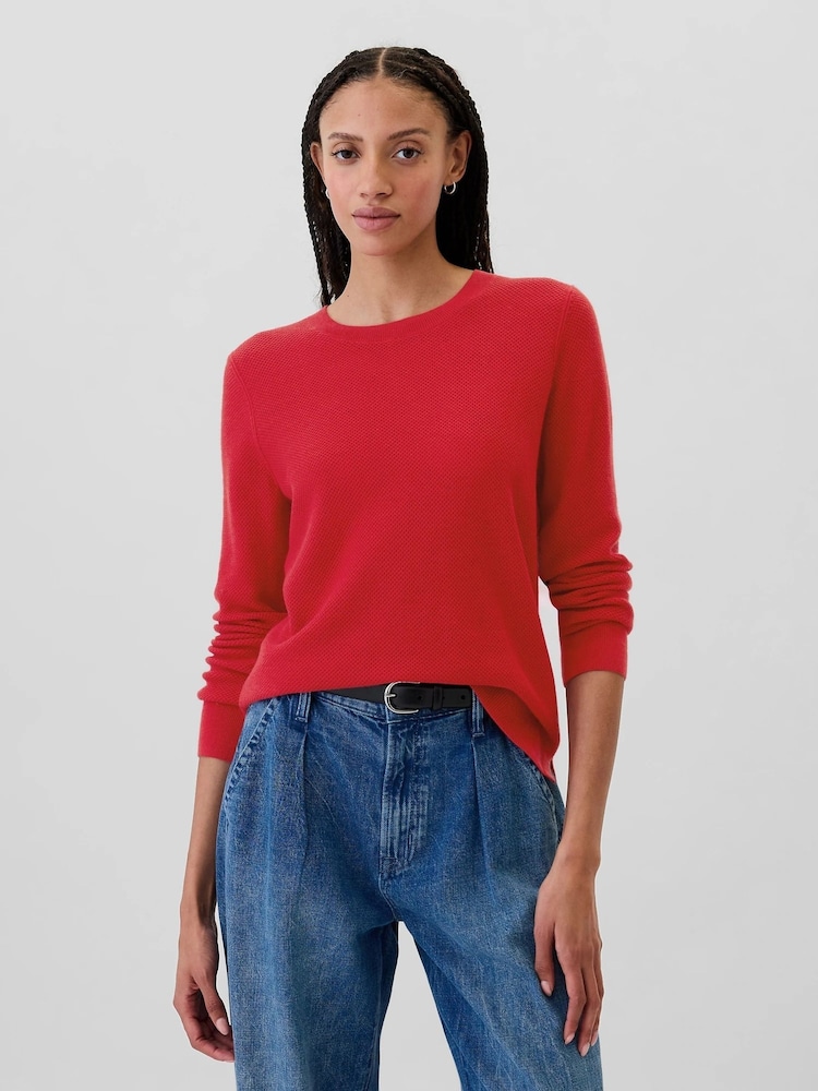 Gap Red Textured Crew Neck Bella Jumper - Image 1 of 6