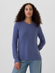 Gap Blue Textured Crew Neck Bella Jumper - Image 1 of 5