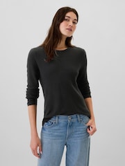 Gap Black Textured Crew Neck Bella Jumper - Image 1 of 5