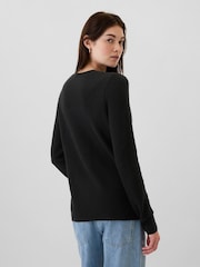 Gap Black Textured Crew Neck Bella Jumper - Image 2 of 5