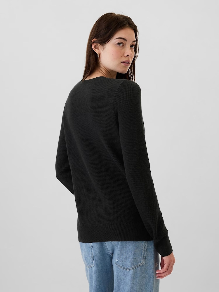 Gap Black Textured Crew Neck Bella Jumper - Image 2 of 5