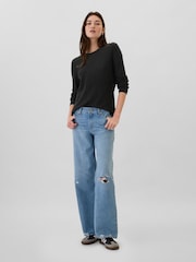 Gap Black Textured Crew Neck Bella Jumper - Image 3 of 5