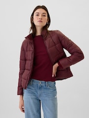 Gap Burgundy Red Cold Control Puffer Jacket - Image 1 of 6