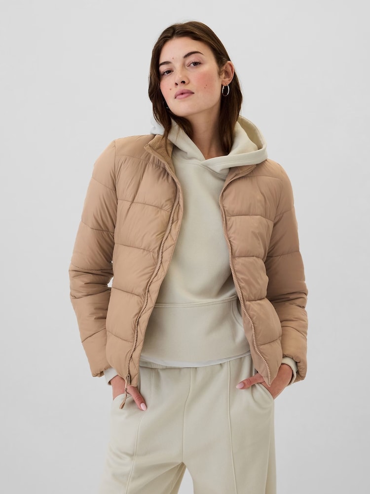 Gap Beige Cold Control Puffer Jacket - Image 1 of 6