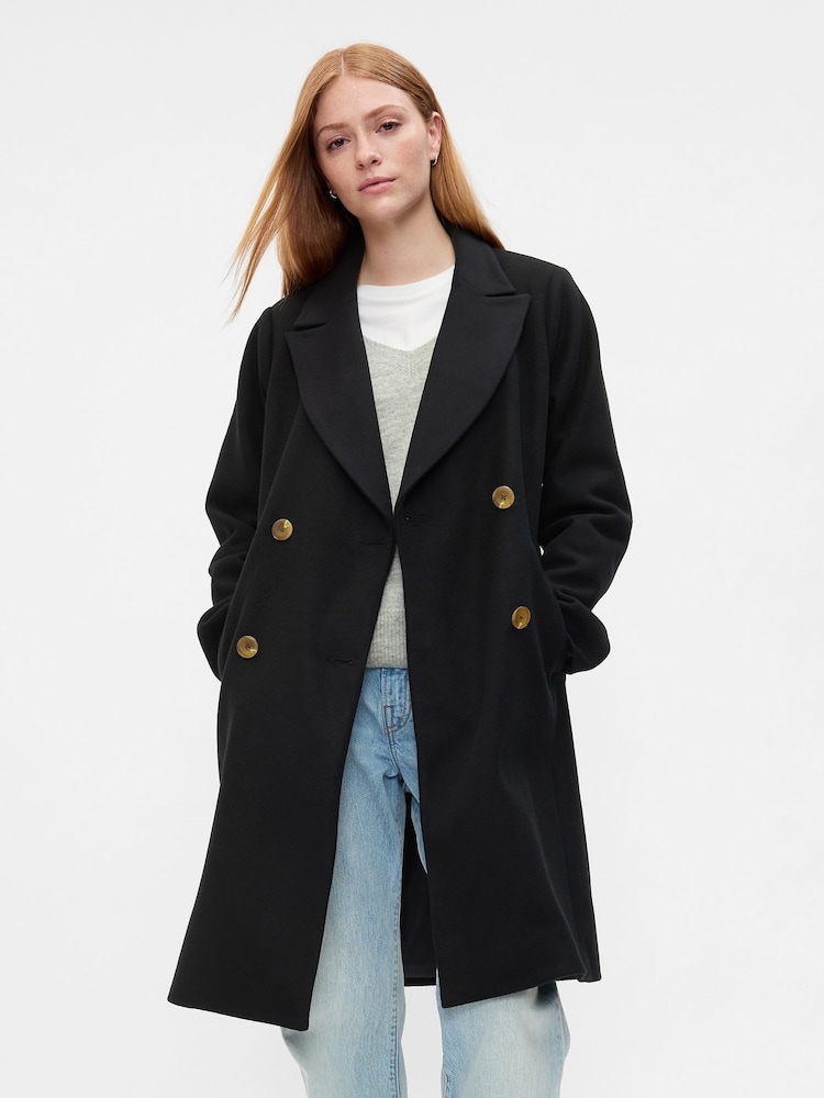 Gap Black Longline Top Coat - Image 1 of 6 Gap Black Longline Top Coat - Image 1 of 6