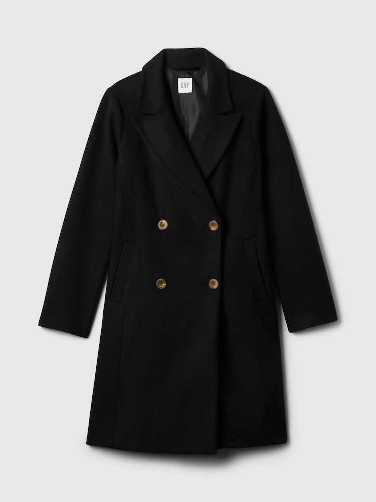 Gap Black Longline Top Coat - Image 6 of 6 Gap Black Longline Top Coat - Image 6 of 6
