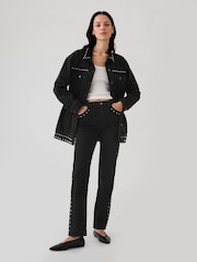 Gap Black High Waisted Studded 90s Straight Jeans - Image 1 of 6