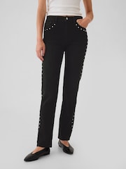 Gap Black High Waisted Studded 90s Straight Jeans - Image 2 of 6