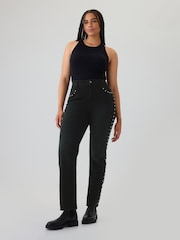 Gap Black High Waisted Studded 90s Straight Jeans - Image 6 of 6