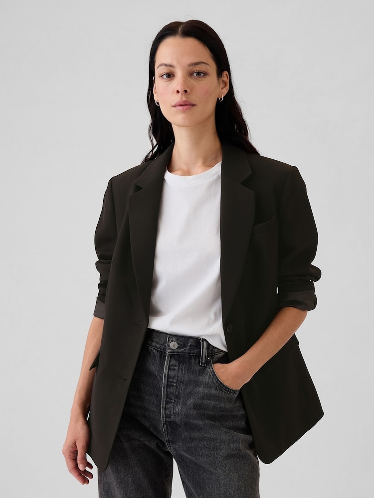 Gap Black Brushed Twill Blazer - Image 1 of 5
