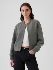Gap Grey Wool Blend Bomber Jacket - Image 1 of 5