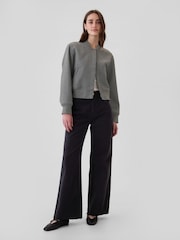 Gap Grey Wool Blend Bomber Jacket - Image 4 of 5