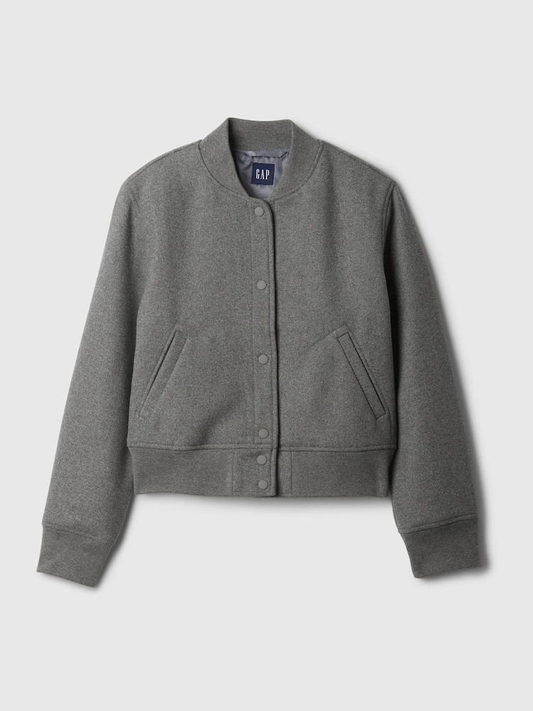 Gap Grey Wool Blend Bomber Jacket - Image 5 of 5