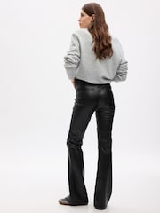 Gap Black High Waisted Faux Leather 70s Flare Jeans - Image 2 of 6