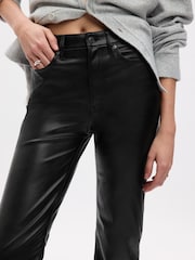 Gap Black High Waisted Faux Leather 70s Flare Jeans - Image 3 of 6