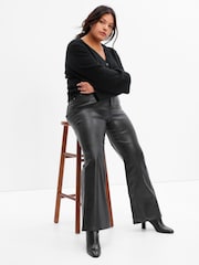 Gap Black High Waisted Faux Leather 70s Flare Jeans - Image 5 of 6
