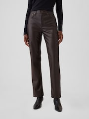 Gap Brown High Waisted 90s Straight Leg Faux Leather Trousers - Image 2 of 6