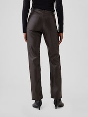 Gap Brown High Waisted 90s Straight Leg Faux Leather Trousers - Image 3 of 6