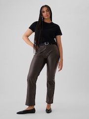 Gap Brown High Waisted 90s Straight Leg Faux Leather Trousers - Image 5 of 6